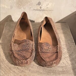 Vionic Tan Snakeskin Loafers for Women